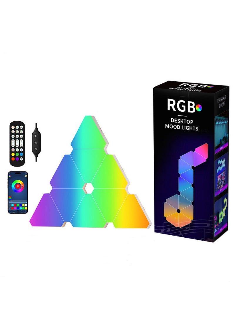 JoyousSto 10 Pack Triangle LED Light, RGB Gaming Lights for Gaming Setup, DIY Triangle LED Wall Lights with 6 Connection Ports, APP and Remote Controlled, Music Sync for Gaming Room Bedroom Streaming  - Image 5