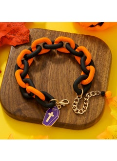 Halloween Acrylic Bead Bracelet Ghost Spider Layered D1060 (purple tombstone)