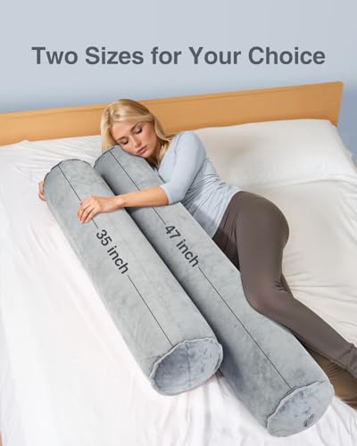 Luxtude Inflatable Body Pillow for Adults Kids Travel Body Pillows for Side Sleeper 47Inch Long Round Bolster Pillow for Camping Round Cylinder Pillows for Hugging Sleeping Back Leg etc - Image 3