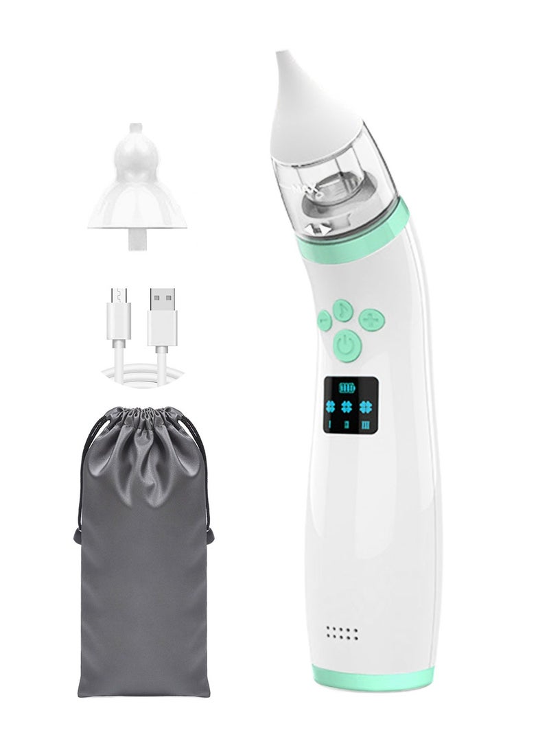 Syarme Nasal Aspirator for Baby, Electric Baby Nose Sucker, LED Screen and 3 Stage Adjustment, Rechargeable Baby Suction Cups, 2 Suction Heads and Music - Green  - Image 1