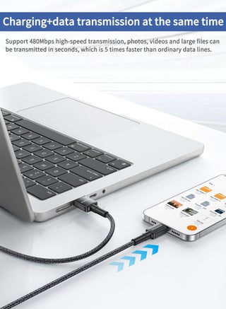 Original MFI-certified iPhone charger cable. 1-meter lightning to usb c. USB to lightning charger cable supports fast charging up to 2.4A. iPhone cable made of cut-resistant fabric. lightning cable compatible with all iPhones with a Lightning port up to the iPhone 14 Pro Max. iPhone charger cable from MoogMax. Black. - view 4