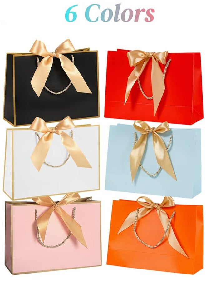 JOUDIYA 6Pcs Gift Bags, Small Favor Bags, with Handles and Bow Ribbon, 11 x 3.9 x 7.9 inch Waterproof Colorful Paper Gift Bags, for Baby Shower, Birthday, Wedding, Party, Festival, Holiday, 6 Colors - Image 1