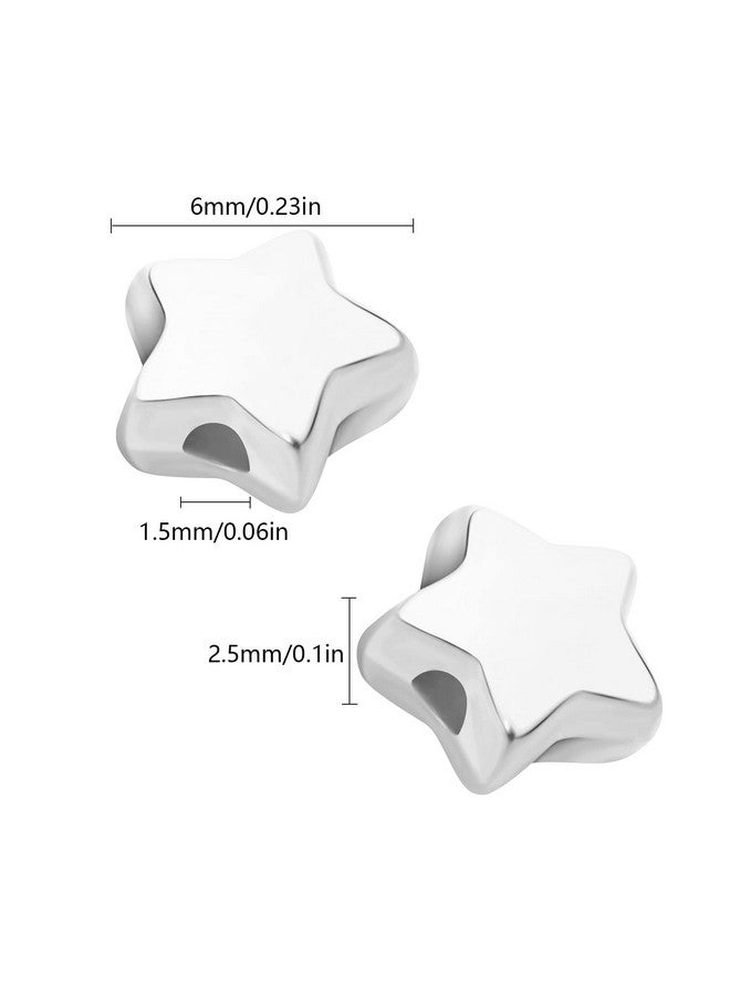 UHOMENY 200Pcs Star Spacer Beads Star Shape Silver Loose Bead Small Hole Star-Shaped Alloy Metal Plated Five-Pointed Pendant Beads with Box - Image 2