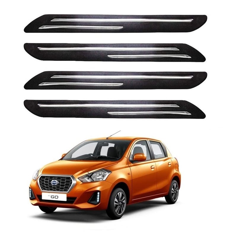 Bowrain Car Bumper Protector for Redi GO - (Black, Pack of 4, Chrome Strip) - Image 1