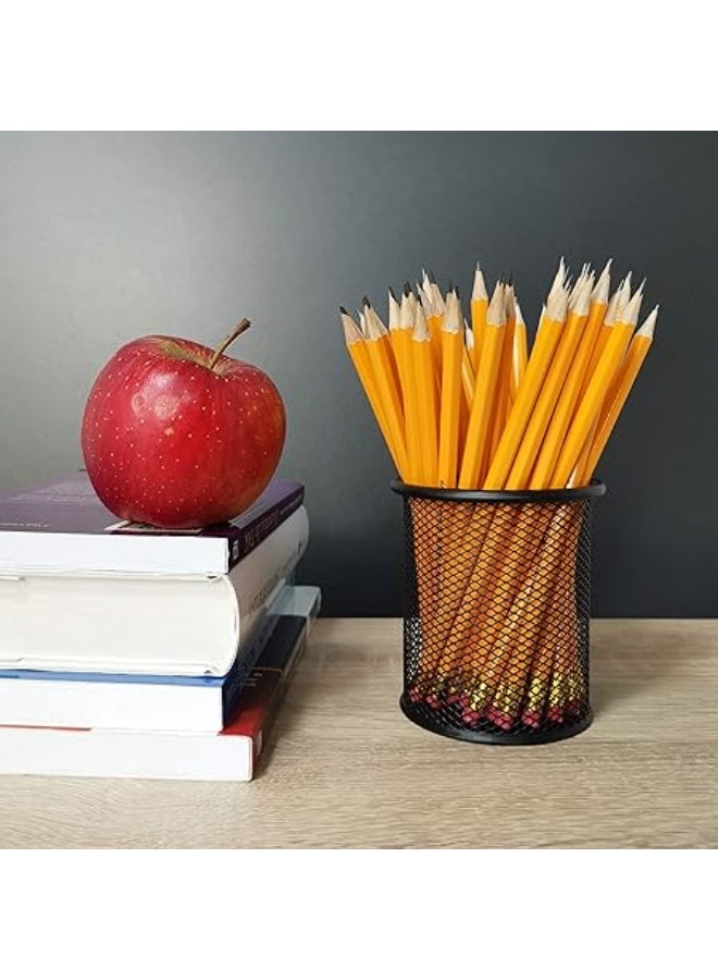 2 packs of Round Metal Pencil Pots | Desk Organizer | Multifunctional Mesh Cup - black - Image 4