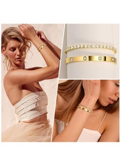Fayrouz Jewellery Bracelets for Women, Gold Stackable Hoop Bracelets for Women, Stainless Steel Zirconia Tennis Bracelets  - Image 3