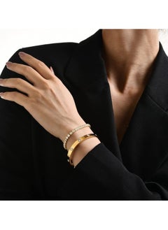 Fayrouz Jewellery Bracelets for Women, Gold Stackable Hoop Bracelets for Women, Stainless Steel Zirconia Tennis Bracelets  - Image 4