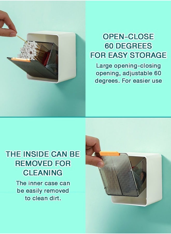 Compact Wall-Mounted Storage Box, Versatile Cotton Swab Box，Easy to Install, Ideal for Bathrooms and Small Spaces