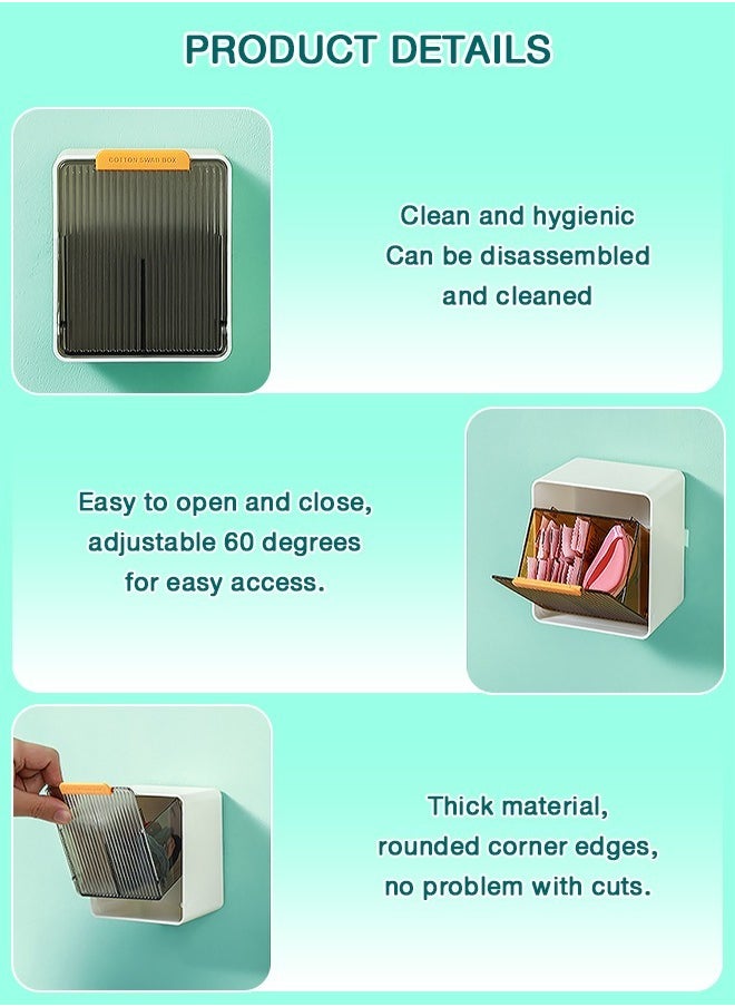Compact Wall-Mounted Storage Box, Versatile Cotton Swab Box，Easy to Install, Ideal for Bathrooms and Small Spaces