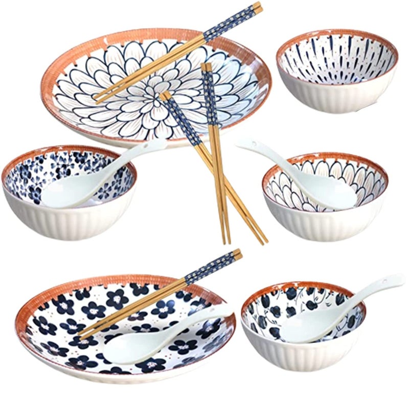 HEXONIQ® Ceramic Colorful Cereal, Dessert, Soup Bowl - 300 Ml with Gift Box, Multicolor, Set of 14 (4B,2P,2C,2S) - Image 1