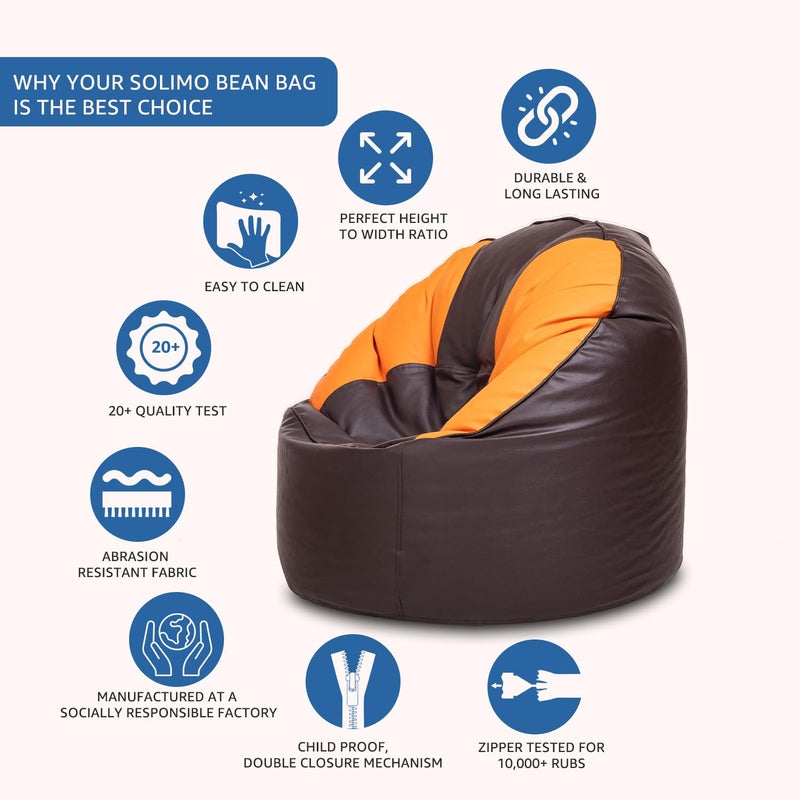 Brand - Solimo Solimo Premium Faux Leather Muddha Bean Bag Filled with Beans HighDensity Beans for Comfortable Seating Capacity Up to 6 Ft 3 In Height 120 Kg 4 XL Brown Orange - Image 4