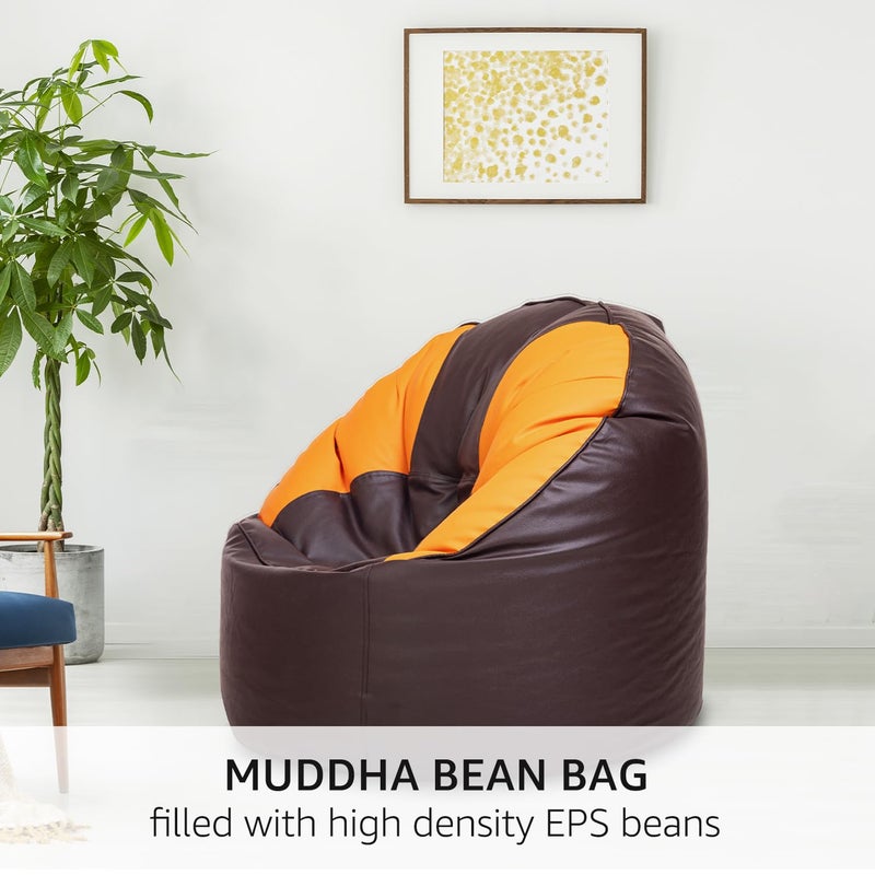 Brand - Solimo Solimo Premium Faux Leather Muddha Bean Bag Filled with Beans HighDensity Beans for Comfortable Seating Capacity Up to 6 Ft 3 In Height 120 Kg 4 XL Brown Orange - Image 3