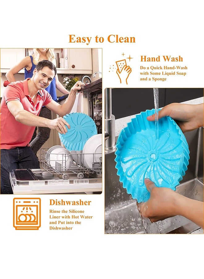 2 Pcs Air Fryer Silicone Liners, Easy clean Reusable Silicone Bowl Basket, Baking Tray Oven Accessories (Red, Blue) - Image 4