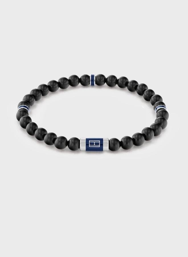 TOMMY HILFIGER Mens Wood Beaded Bracelet Black - 2790323 - Image 1