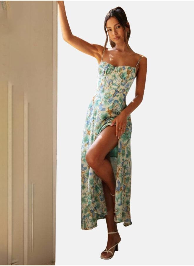 Green Floral Printed Shoulder Straps Maxi Dress - pzsku/ZB9F336DBABE7EE8552AAZ/45/_/1740915623/739bc209-2ba7-4af6-89fd-49375d5e18e2