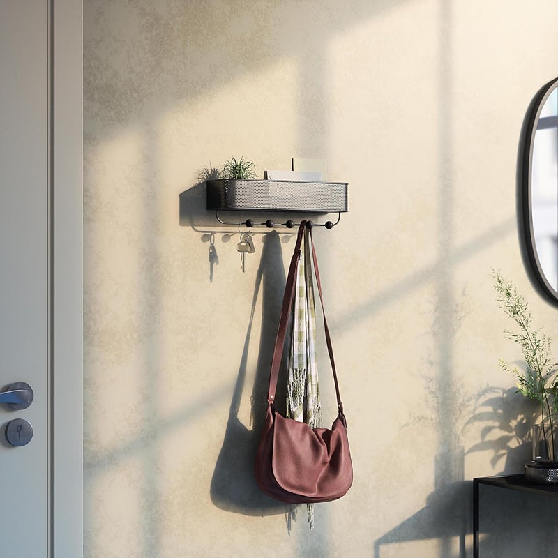 UMBRA Estique Entryway Organizer, Great for Storing Keys, Small Accessories, Mail, Wallets and More, Black/Walnut - Image 2