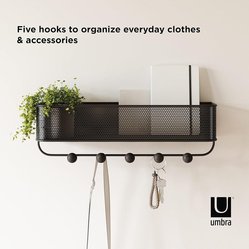 UMBRA Estique Entryway Organizer, Great for Storing Keys, Small Accessories, Mail, Wallets and More, Black/Walnut - Image 5
