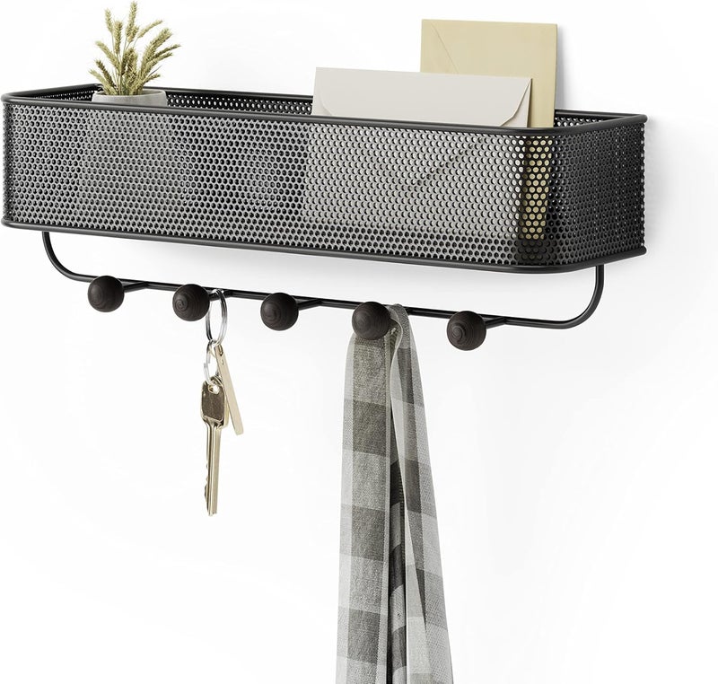 UMBRA Estique Entryway Organizer, Great for Storing Keys, Small Accessories, Mail, Wallets and More, Black/Walnut - Image 1