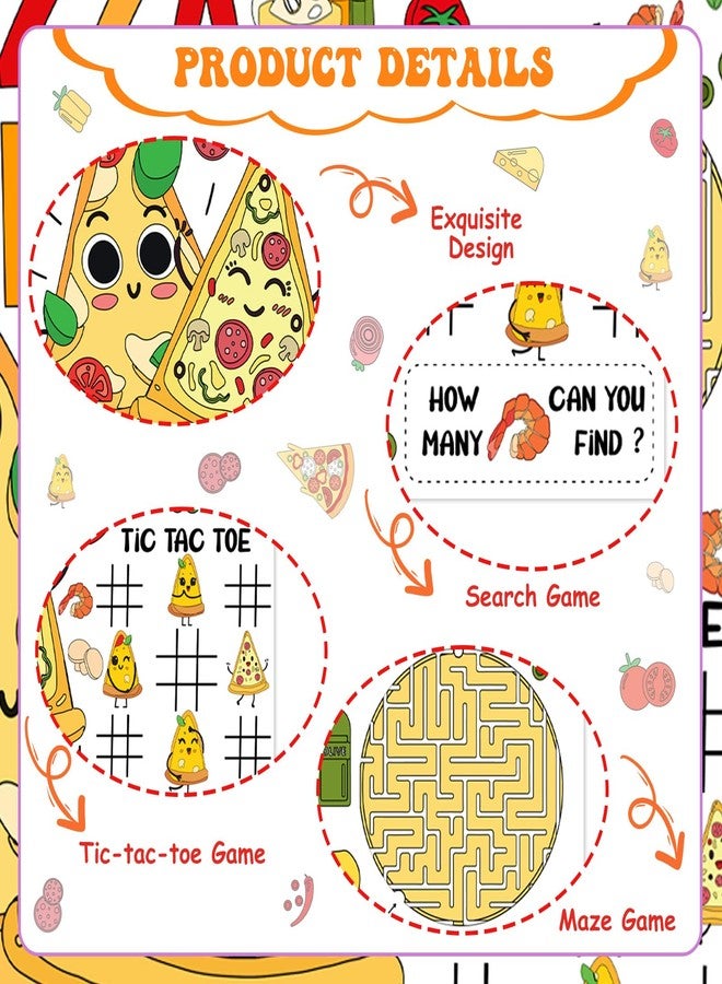 Serencatcher Pizza Party Decorations 12pcs Pizza Coloring Placemats Coloring Paper Placemats Table Mats Black and White, 10x13.97 inches for Birthday Party Favors Supplies Activities Games - Image 3