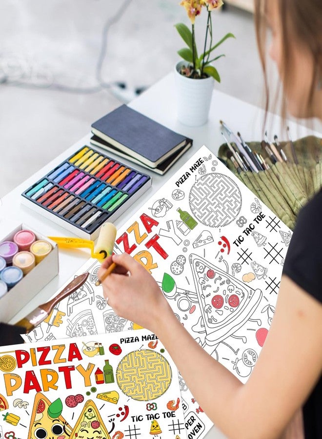 Serencatcher Pizza Party Decorations 12pcs Pizza Coloring Placemats Coloring Paper Placemats Table Mats Black and White, 10x13.97 inches for Birthday Party Favors Supplies Activities Games - Image 5
