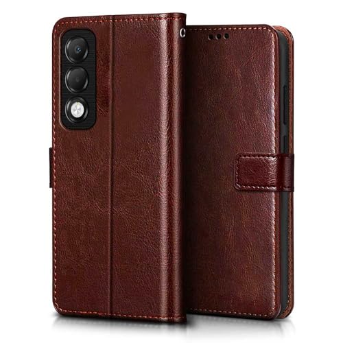 WOW IMAGINE Shock Proof Flip Cover Back Case Cover for Oppo K13x 5G (Flexible | Leather Finish | Card Pockets Wallet & Stand | Chestnut Brown) - Image 2