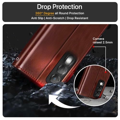 WOW IMAGINE Shock Proof Flip Cover Back Case Cover for Oppo K13x 5G (Flexible | Leather Finish | Card Pockets Wallet & Stand | Chestnut Brown) - Image 4