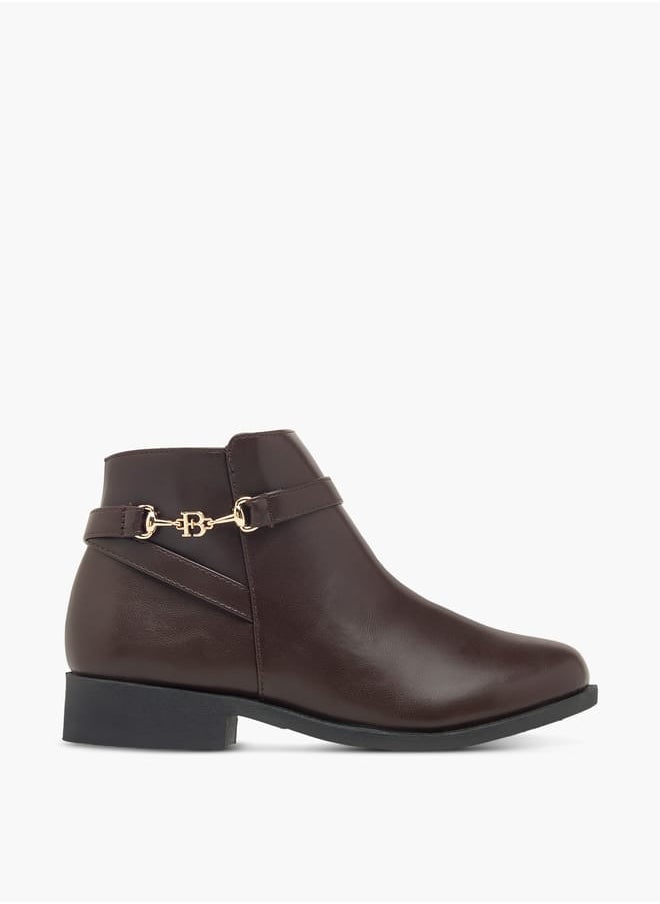 Flora Bella By Shoexpress Women Textured Ankle Boots with Zip Closure and Metal Accent  - Image 3