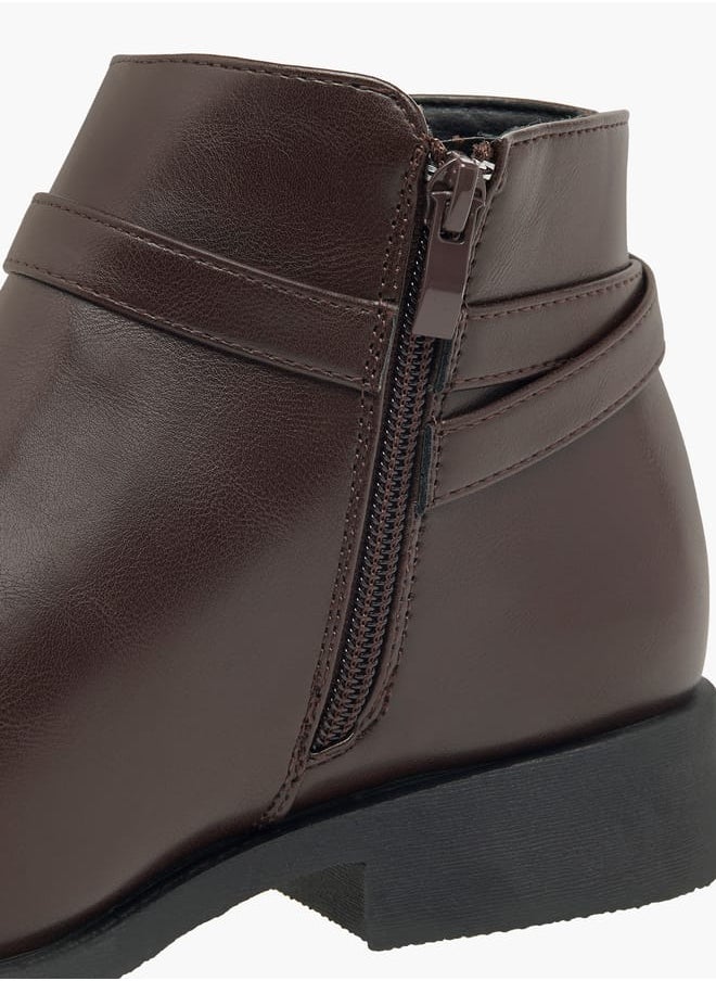 Flora Bella By Shoexpress Women Textured Ankle Boots with Zip Closure and Metal Accent  - Image 4