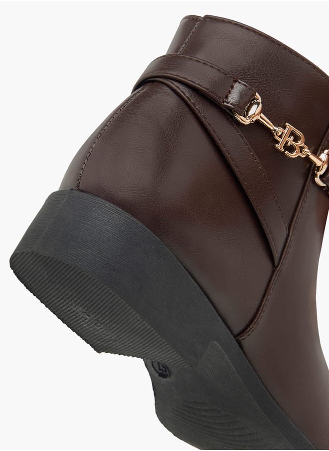 Flora Bella By Shoexpress Women Textured Ankle Boots with Zip Closure and Metal Accent  - Image 5