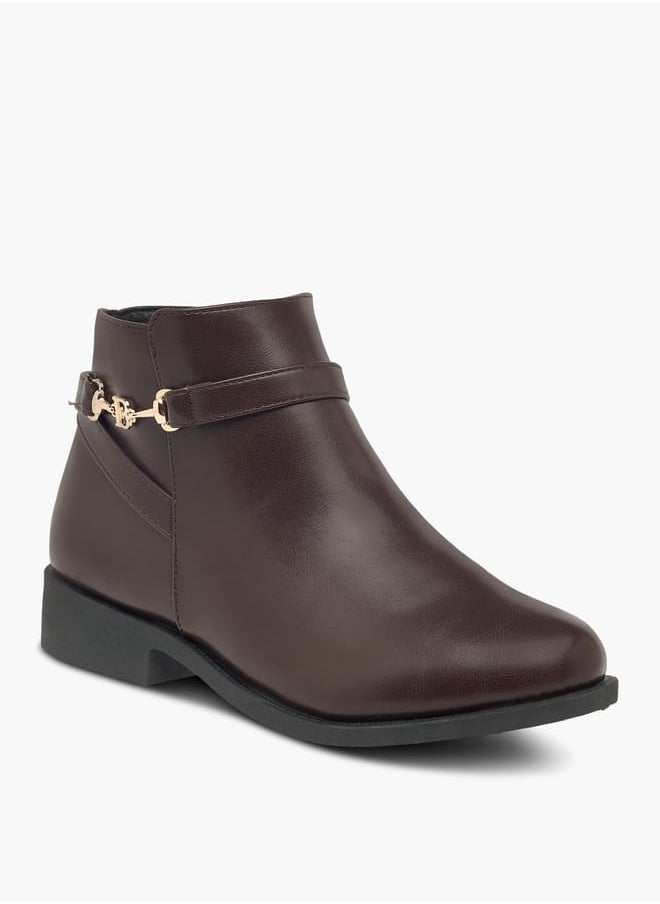 Flora Bella By Shoexpress Women Textured Ankle Boots with Zip Closure and Metal Accent  - Image 1