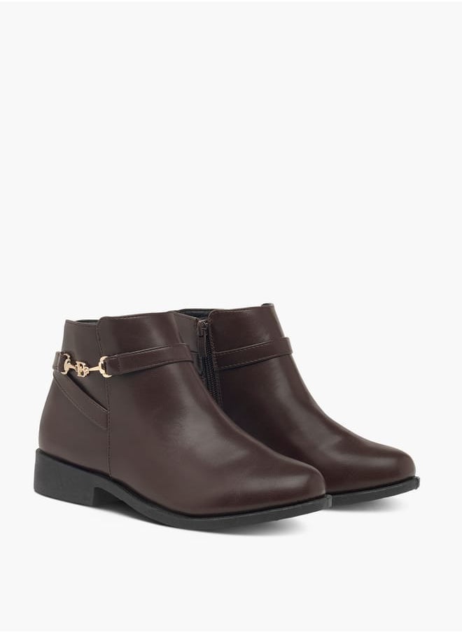Flora Bella By Shoexpress Women Textured Ankle Boots with Zip Closure and Metal Accent  - Image 2