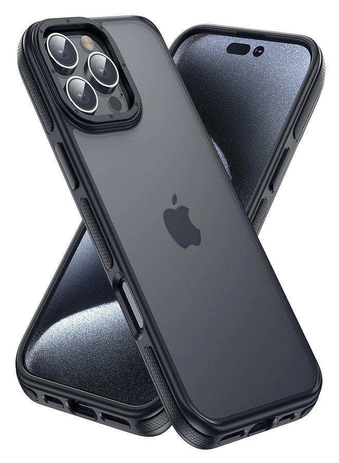 جراب Yriklso لهاتف iPhone 16 Pro Max، مقاوم للصدمات، حماية من السقوط بمعايير عسكرية، غطاء خلفي صلب رفيع وشفاف، حافة سوداء - Image 1