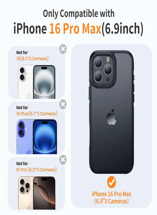 جراب Yriklso لهاتف iPhone 16 Pro Max، مقاوم للصدمات، حماية من السقوط بمعايير عسكرية، غطاء خلفي صلب رفيع وشفاف، حافة سوداء - Image 2