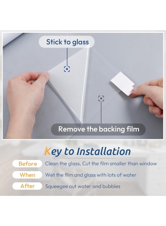 rabbitgoo Window Privacy Film, Static Cling Frosted Glass Covering for Home and Office, UV Blocking, No Glue, No Residue, Removable Window Sticker for Bathroom, Bedroom & Doors, 17.5 x 78.7 Inches - Image 4