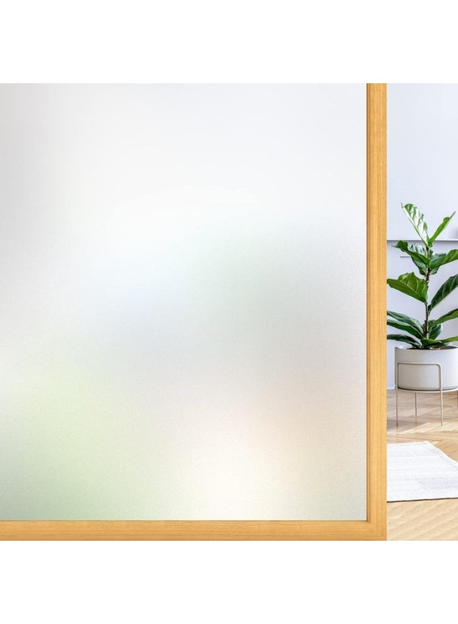 rabbitgoo Window Privacy Film, Static Cling Frosted Glass Covering for Home and Office, UV Blocking, No Glue, No Residue, Removable Window Sticker for Bathroom, Bedroom & Doors, 17.5 x 78.7 Inches - Image 1