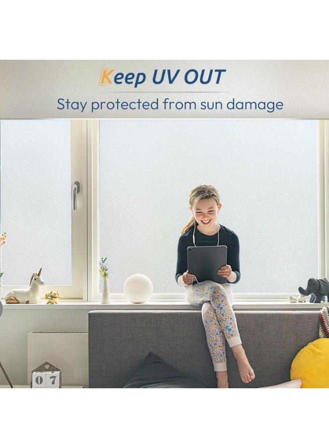 rabbitgoo Window Privacy Film, Static Cling Frosted Glass Covering for Home and Office, UV Blocking, No Glue, No Residue, Removable Window Sticker for Bathroom, Bedroom & Doors, 17.5 x 78.7 Inches - Image 3