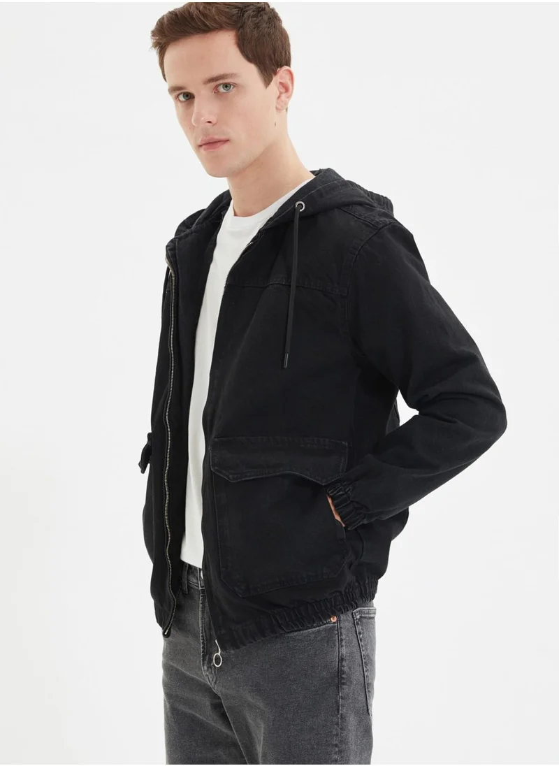 trendyol Rinse Hooded Denim Jacket