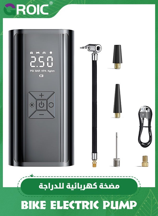 GROIC Tire Inflator Portable Air Compressor, Air Pump for Car Tires with Digital Tire Pressure Gauge, Air Compressor for Car, Motorcycle, Electric Bike Pump,Basketball,Bicycle Pump w/LED Flashlight - Image 1