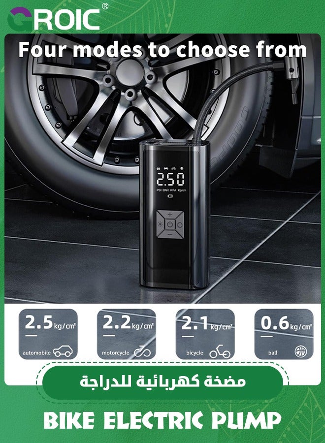 GROIC Tire Inflator Portable Air Compressor, Air Pump for Car Tires with Digital Tire Pressure Gauge, Air Compressor for Car, Motorcycle, Electric Bike Pump,Basketball,Bicycle Pump w/LED Flashlight - Image 3