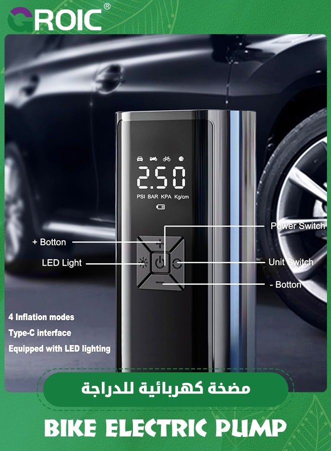 GROIC Tire Inflator Portable Air Compressor, Air Pump for Car Tires with Digital Tire Pressure Gauge, Air Compressor for Car, Motorcycle, Electric Bike Pump,Basketball,Bicycle Pump w/LED Flashlight - Image 2