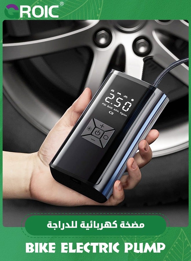 GROIC Tire Inflator Portable Air Compressor, Air Pump for Car Tires with Digital Tire Pressure Gauge, Air Compressor for Car, Motorcycle, Electric Bike Pump,Basketball,Bicycle Pump w/LED Flashlight - Image 4
