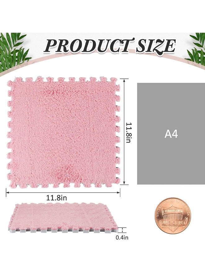 Optico Thickened Plush Foam Interlocking Floor Mats, Climbing Area Rugs Foam Mats for Floor Baby with Edgings, Soft Square Fluffy Tiles Anti-Slip Puzzle Area Rug Playmat, Square Foam Tiles for Room Flat - Image 2