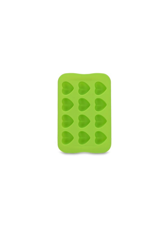 Color food grade silicone ice lattice multi-shape flexible ice mold box chocolate mold Heart-green