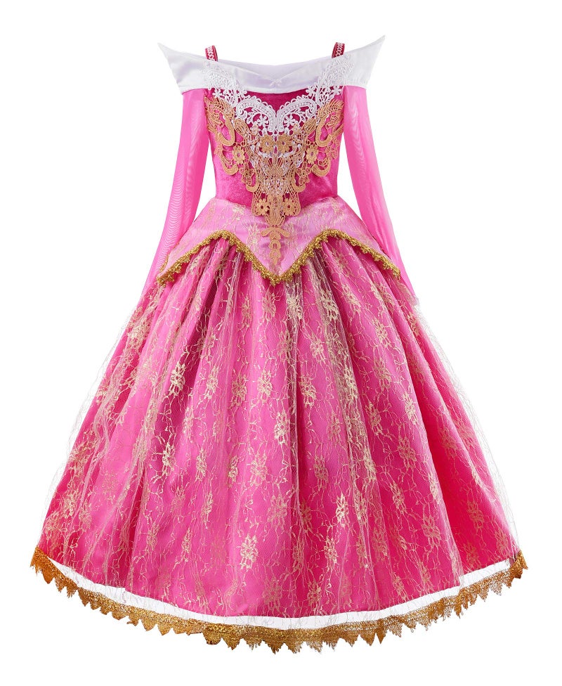 JerrisApparel Girls Pink Princess Costume Halloween Cosplay Party Dress up (Pink with Accessories, 6) - Image 2
