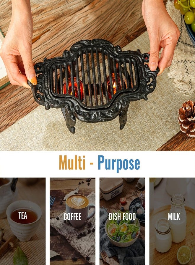 Sungmor Vintage Cast Iron Teapot Warmer, Rustic Tea Warmer Stand with 2 Tealight Holders, Decorative Heater Base/Trivet for Tea & Hot Pots, Home Office Party or Desk - Image 5