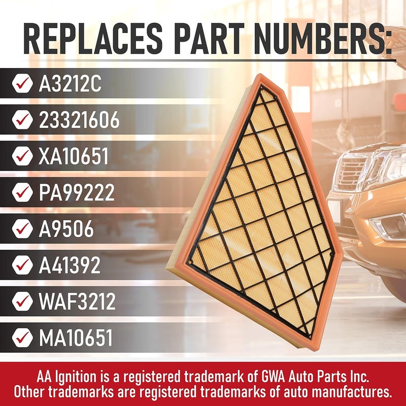 AA Ignition Replacement Air Filter for Buick, Cadillac, Chevrolet, and GMC Vehicles - 2.0L, 2.5L, 3.6L (2017-2021) - Image 3