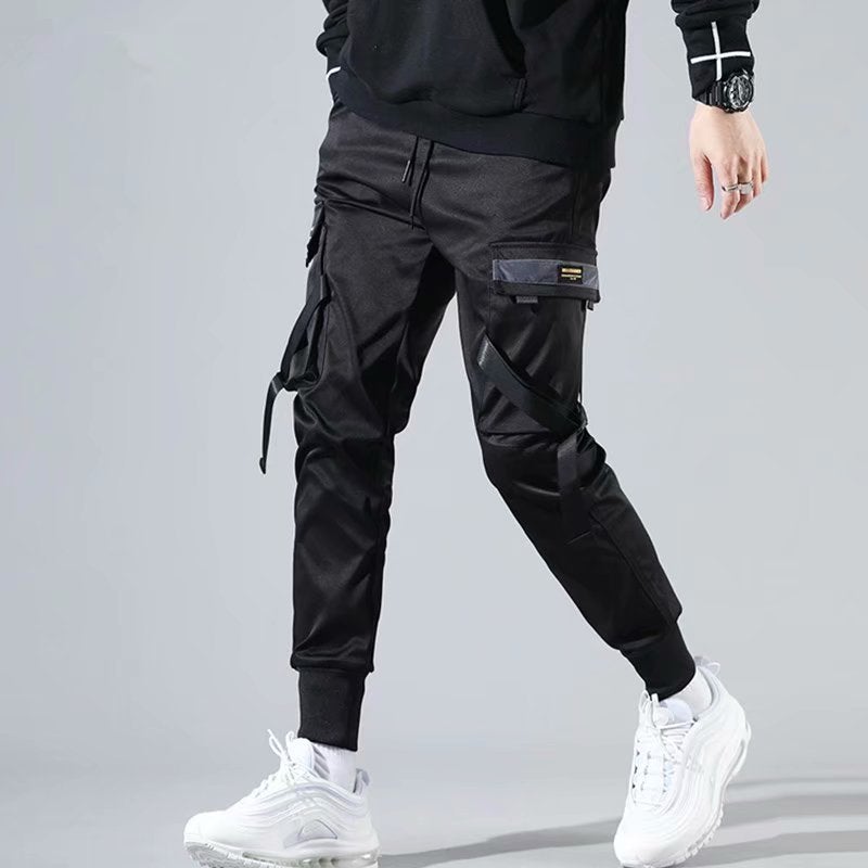 Hong Kong fashion youth ankle-tied pants mens fashion brand functional tactical umbrella overalls Yupi casual student slim fit pencil pants 6091 - Image 5