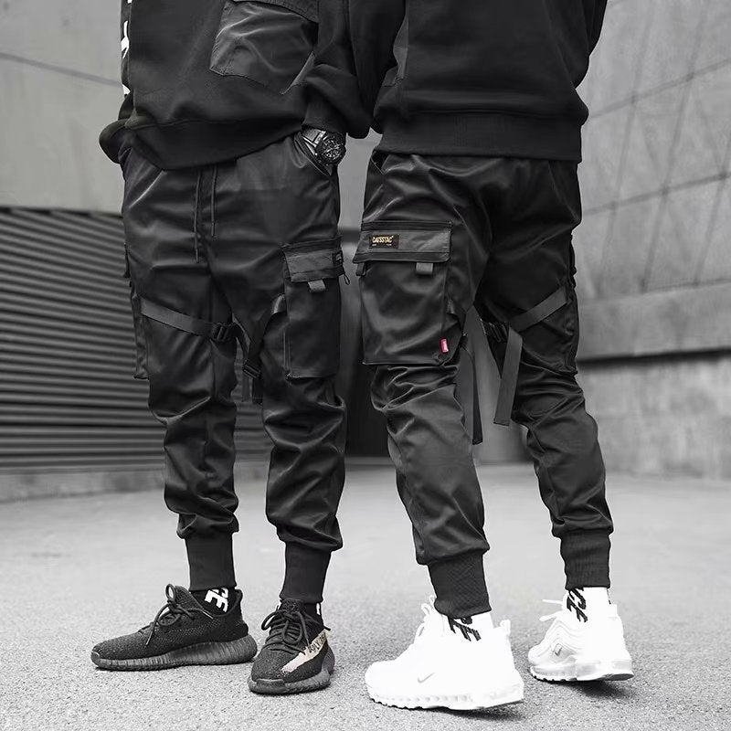 Hong Kong fashion youth ankle-tied pants mens fashion brand functional tactical umbrella overalls Yupi casual student slim fit pencil pants 6091 - Image 3