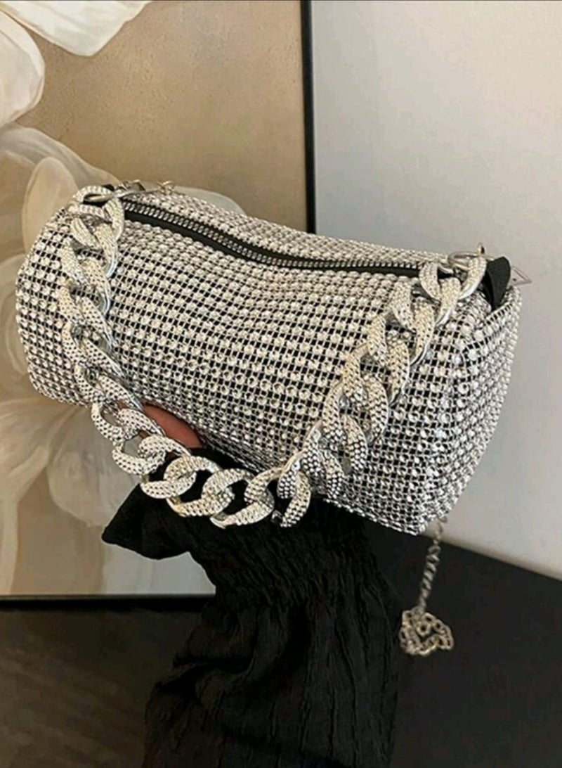 Shein Elegant All Over Rhinestone Decor Crossbody Bag, - Image 1