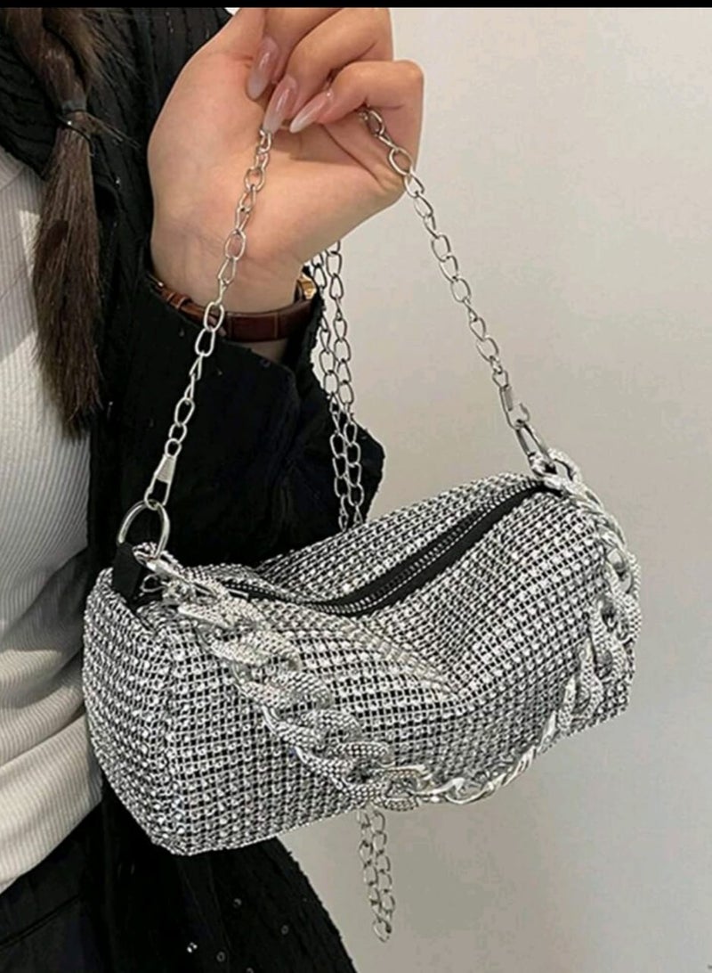 Shein Elegant All Over Rhinestone Decor Crossbody Bag, - Image 3